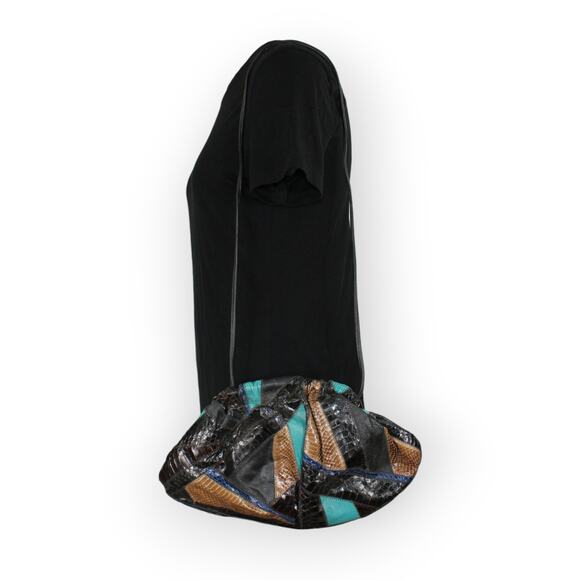 Vintage 80s Bags (3) Gold Quilted Sharif Red Patchwork Leather - Picture 5 of 16